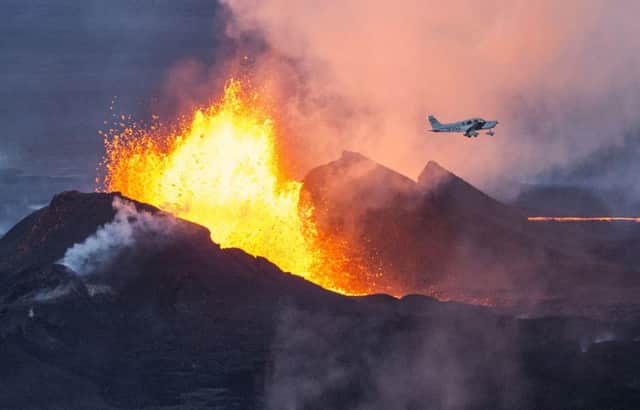 The Bardarbunga volcano spewing lava and smoke in southeast Iceland in September 2014. Picture: Getty