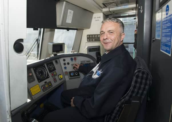 Role model: The driver of the first train on the Borders Railway, Paul Sweeney. Picture: Andrew OBrien