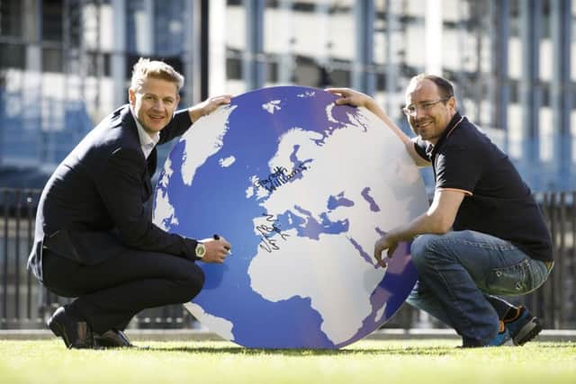 Gareth Williams, left, and Nigel Eccles sign up to join Entrepreneurial Scotlands Leaders Exchange. Picture: Robert Perry
