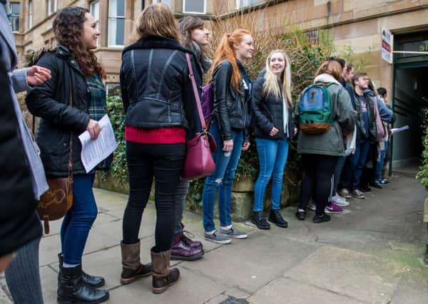 Students view a flat in Edinburgh's Thirlestane Road. Picture: Ian Georgeson
