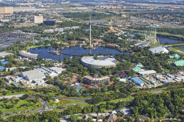 An aerial view of Orlando's Universal Studios