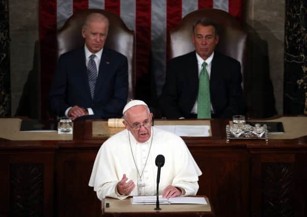 Pope Francis addresses a joint meeting of the US Congress. Picture: Getty