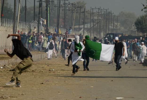 Government forces clash with protestors in Srinagar. Picture: Getty