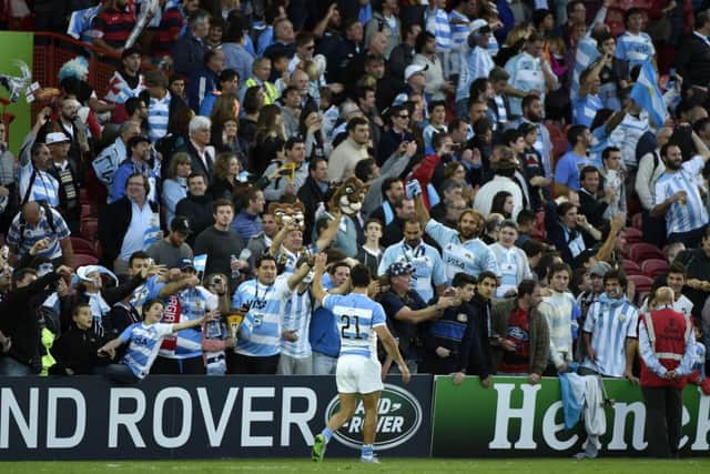 Martin Landajo salutes the Argentine fans after his sides comfortable victory over Georgia. Picture: Getty