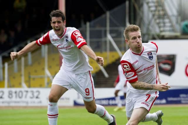 Michael Gardyne celebrates his strike for Ross County. Picture: SNS