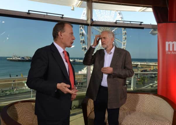 Andrew Marr with Jeremy Corbyn who talked a lot about discussion on his show. Picture: Getty Images