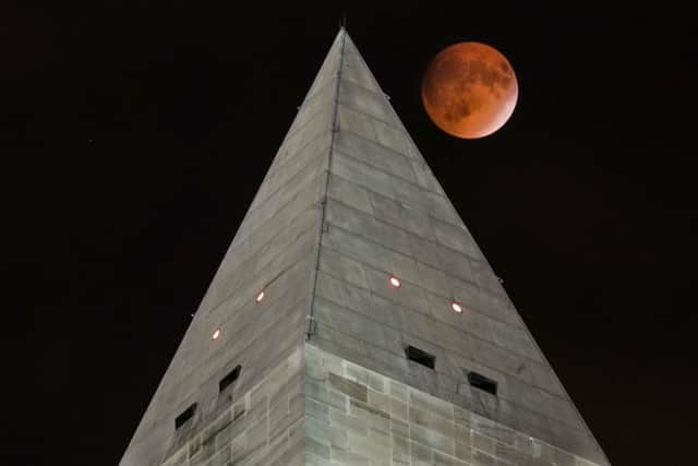 The supermoon over the Washington Monument in Washington DC. Picture: AP