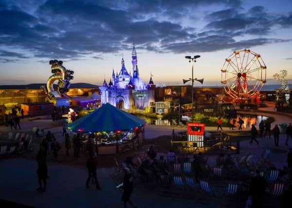 Banksy's Dismaland at sunset in Western-super-Mare, Somerset. Picture: PA
