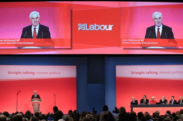 Shadow chancellor John McDonnell makes his keynote speech to the Labour Party annual conference. Picture: PA