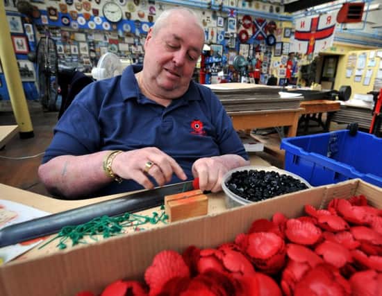 Staff at Lady Haigs Poppy Factory in Edinburgh hand-assemble five million poppies a year. Picture: Lisa Ferguson