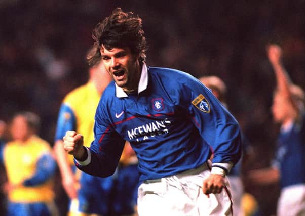 Marco Negri offered some words of advice for Martyn Waghorn. Picture: Robert Perry