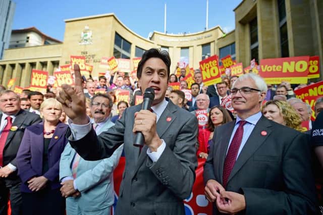 Then Labour leader Ed Miliband campaigning for the No campaign. Picture: Getty Images