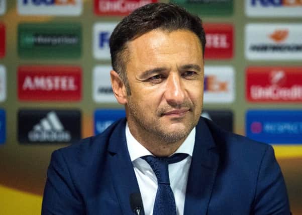 Fenerbache manager Vitor Pereira talks to the press ahead of his side's UEFA Europa League fixture against Celtic. Picture: SNS Group