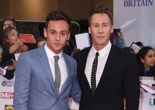 Tom Daley and Dustin Lance Black at the Pride of Britain awards earlier this week. Picture: Getty