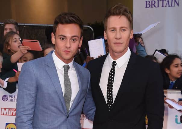 Tom Daley and Dustin Lance Black at the Pride of Britain awards earlier this week. Picture: Getty