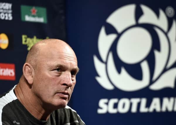 Scotland coach Vern Cotter at yesterdays press conference in Newcastle. Picture: AFP/Getty Images