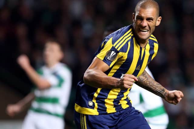 Fenerbahce's Fernandao celebrates his goal against Celtic. Picture: AP