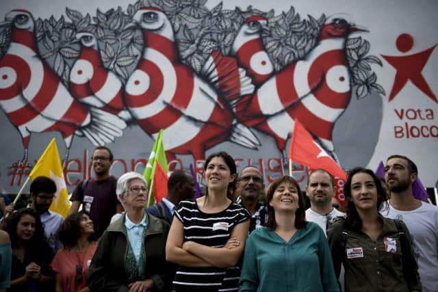 Leftist candidate Marina Mortagua with fellow socialists standing on a pro-migrant platform. Picture: Getty