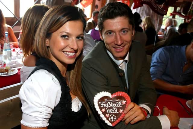 Robert Lewandowski and his wife, Anna Stachurska, at this weeks Oktoberfest beer festival. Picture: AP