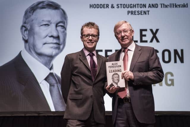 Sir Alex Ferguson was back in Aberdeen to promote his book Leading at an event at the citys Music Hall chaired by Nicky Campbell