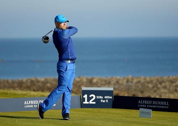 Irish singer-songwriter Ronan Keating drives off the 12th tee during the second round of the 2015 Alfred Dunhill Links Championship at the Kingsbarns Golf Links. Picture: Getty Images