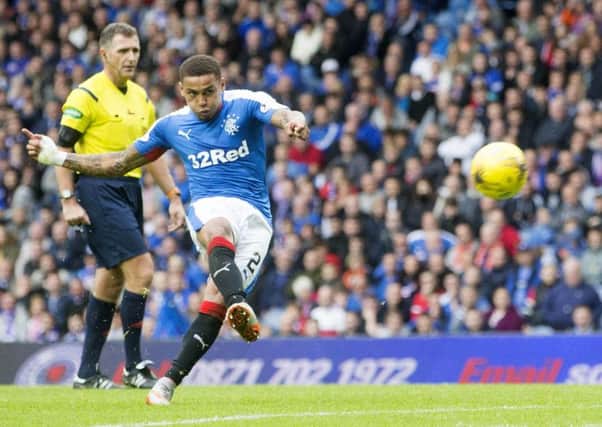 Rangers' James Tavernier scores his sides second goal of the game. Picture: PA