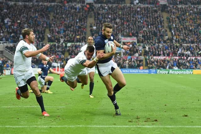 Scotland's Tommy Seymour scores for Scotland. Picture: Getty