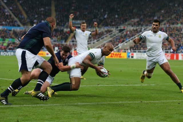 JP Pietersen goes over to score South Africa's second try. Picture: Getty