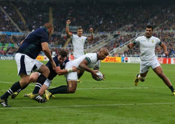 JP Pietersen goes over to score South Africa's second try. Picture: Getty