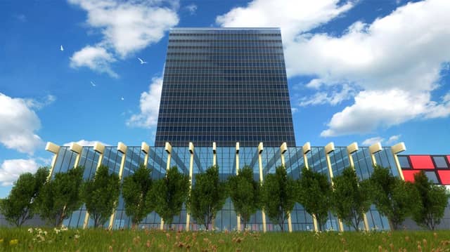 The virtual reality Cyphinx building. Picture: PA