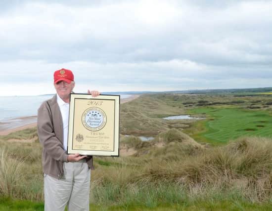 Donald Trump at his golf course in Balmedie. Picture: HEMEDIA
