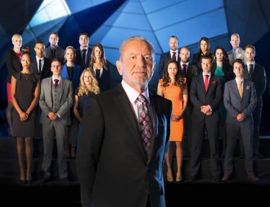 Lord Sugar in front of the candidates for this year's The Apprentice. Picture: BBC/Talkback Thames