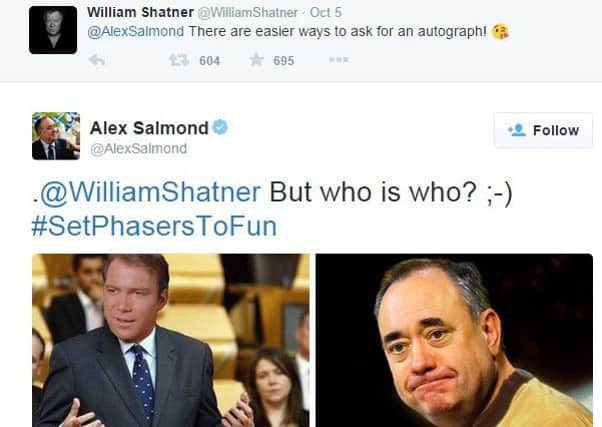 Alex Salmond's Twitter exchange with William Shatner.