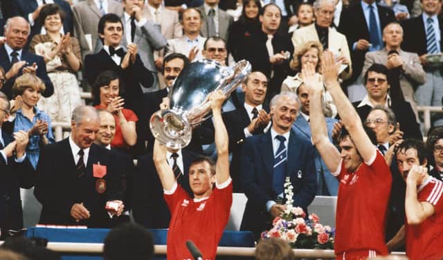 Nottingham Forest captain John McGovern lifts the European Cup in 1979 at the Olympic Stadium in Munich. Picture: Getty