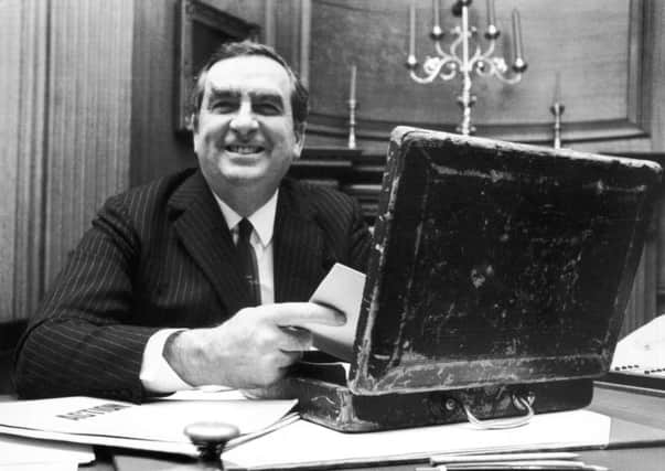 Denis Healey in 1974 when he was Chancellor of the Exchequer. Picture: Getty