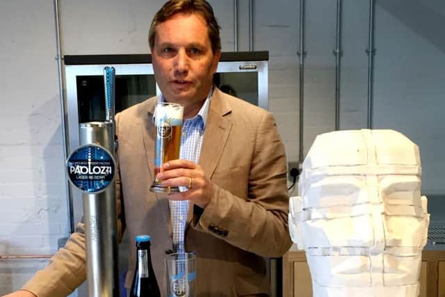John Dunsmore with his Paolozzi craft beer