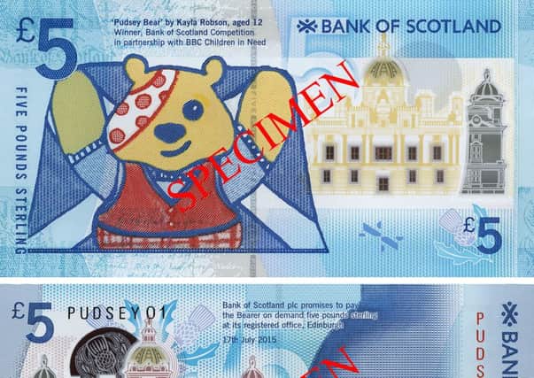 The new Bank of Scotland £5 note.