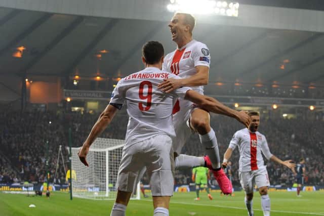 Lewandowski opened the scoring for Poland. Picture: Lisa Ferguson