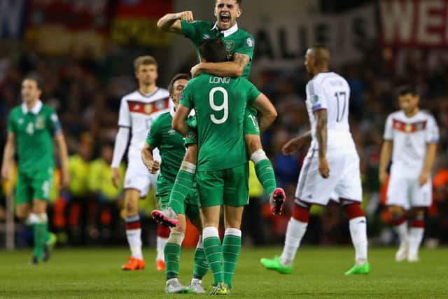 Robbie Brady and Shane Long celebrate at full-time. Picture: Getty
