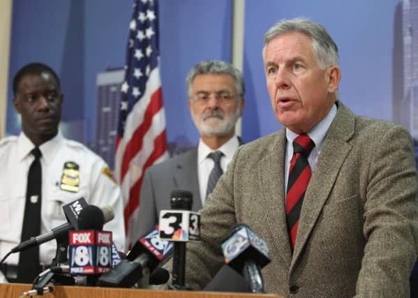 Cuyahoga County Prosecutor Timothy McGinty speaks during a news conference at police headquarters in Cleveland. Picture: AP