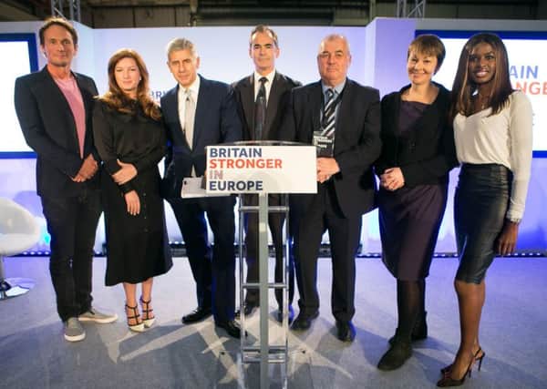 Rose, third from left, at the launch of the pro-Europe campaign yesterday. Picture: PA