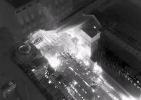 The drone provided footage for firefighters.