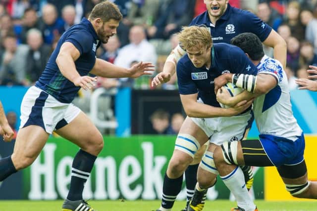 Scotland players Jonny Gray, right, and Ross Ford