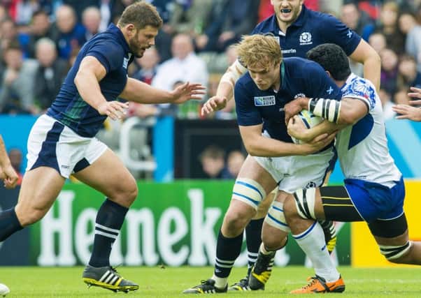 Scotland players Jonny Gray, right, and Ross Ford