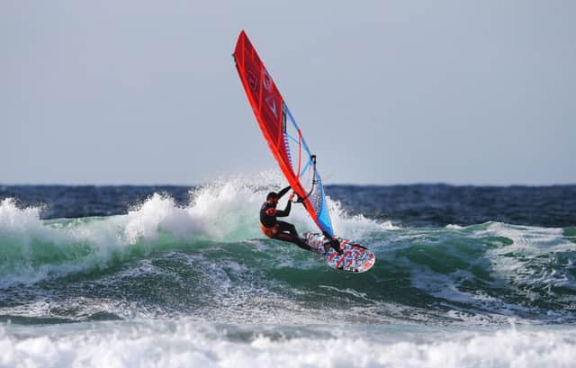 Former world Champion Ross Williams on his way to Winning the 29th Tiree Wave Classic. Picture: PA