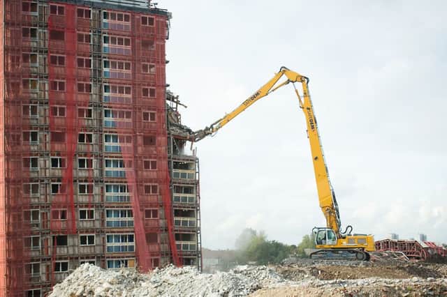 The remaining Red Road flats are demolished. Picture: John Devlin