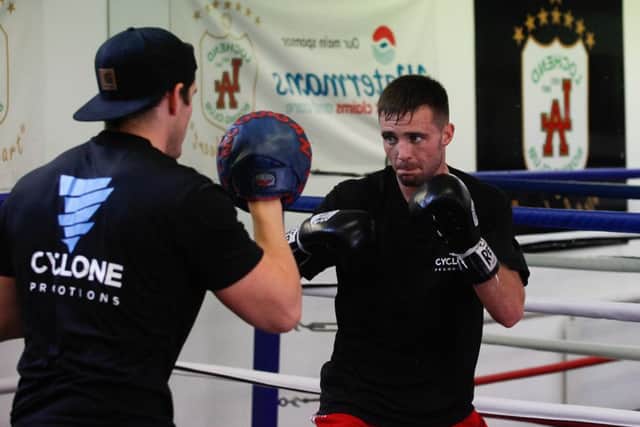 Josh Taylor turns on the style at  Lochend amateur gym yesterday. Picture: Scott Louden