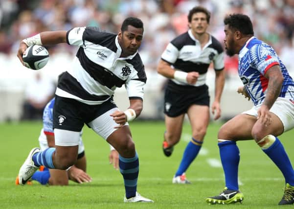 Taqele Naiyaravoro, pictured in action for the Barbarians, will make his Glasgow debut tonight against Dragons.  Picture: David Rogers/Getty Images