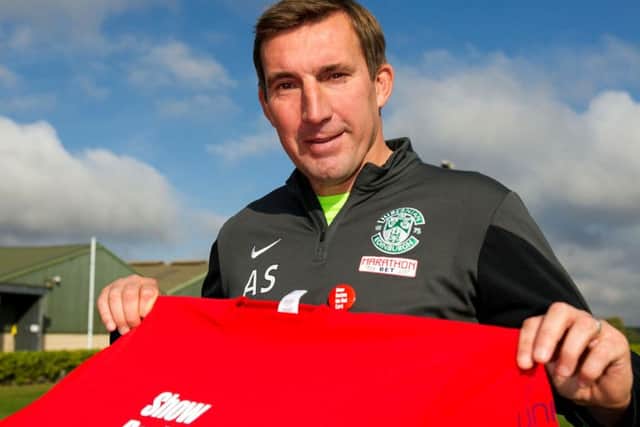Alan Stubbs, pictured promoting footballs anti-racism campaign, has a busy three weeks ahead. Picture: SNS