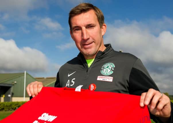 Alan Stubbs, pictured promoting footballs anti-racism campaign, has a busy three weeks ahead. Picture: SNS